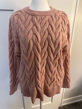 Philosophy Blush Cable Knit Crewneck Sweater